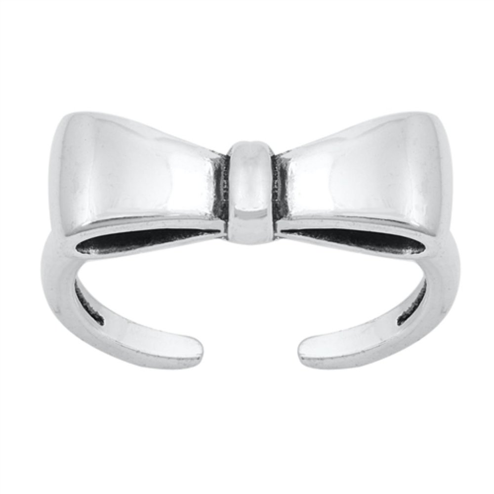 .925 Sterling Silver Bow Toe Ring Adjustable - Picture 1 of 1